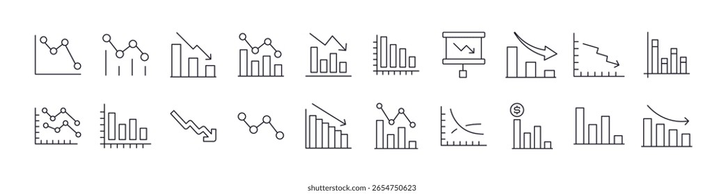 Progress Bar and Growth Diagram Collection of Thin Icons. Editable Stroke. Perfect for Web Sites, Books, Cards, Apps