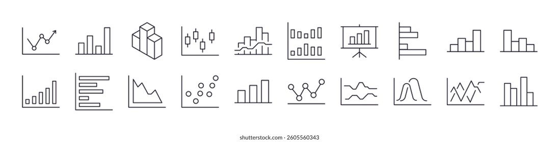 Progress Bar, Growth, Diagram Line Icon Collection. Editable Stroke. Perfect for Infographics, Articles, Books, Flyers, Banners
