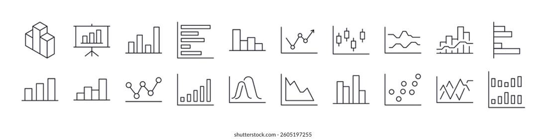 Progress Bar, Growth, Diagram Simple Icon Collection. Editable Stroke. Perfect for Infographics, Articles, Books, Flyers, Banners