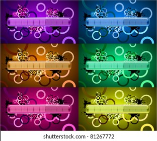 Progress bar in grunge frame. Different color templates.