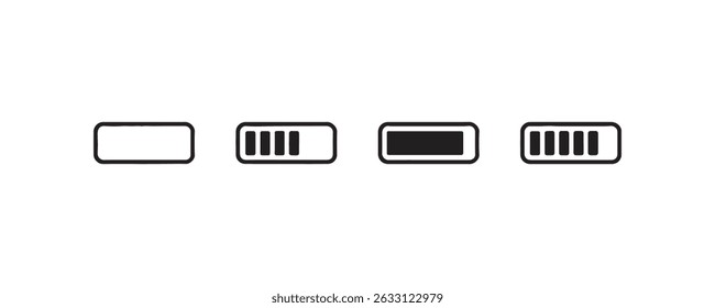 Progress bar icons: sequential loading stages on white background.