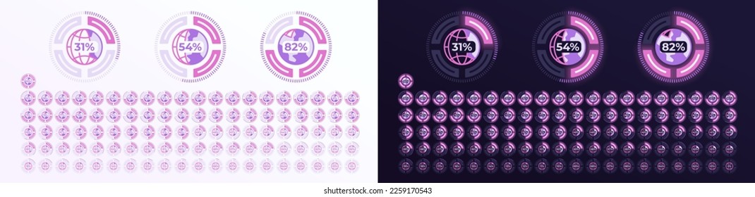 Progress bar indicator. Planet Earth icon. Rotation seamless animation. World symbol. Vector eps10 illustration. Flat design. Line art. Simple minimalystic design. Globe silhouette isolated. Icons set