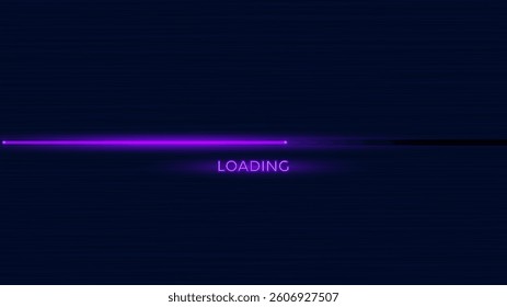 Progress Bar Load UI Vector. Neon Game Download Process Status. Graphic Data Upload Graph. 3D Technology Loading Shining Black Blue Gradient.Futuristic Digital Upgrade Banner. Appli User Interface