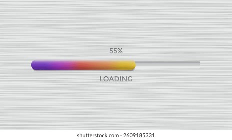 Progress Bar Load UI Vector. Neon Game Download Process Status. Graphic Data Upload Graph. 3D Technology Loading Shining Black Blue Gradient.Futuristic Digital Upgrade Banner. Appli User Interface
