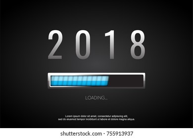 Progress bar loading of 2018 . Happy New Year 2018