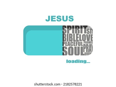 Progress Bar Or Loading Bar With Christianity Religion Relative Tags Cloud. Jesus Word
