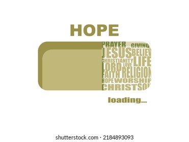 Progress Bar Or Loading Bar With Christianity Religion Relative Tags Cloud. Hope Word