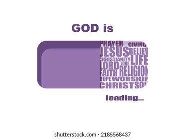 Progress Bar Or Loading Bar With Christianity Religion Relative Tags Cloud. God Word