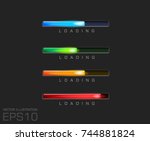 progress bar and loading different colors on black background vector file.
