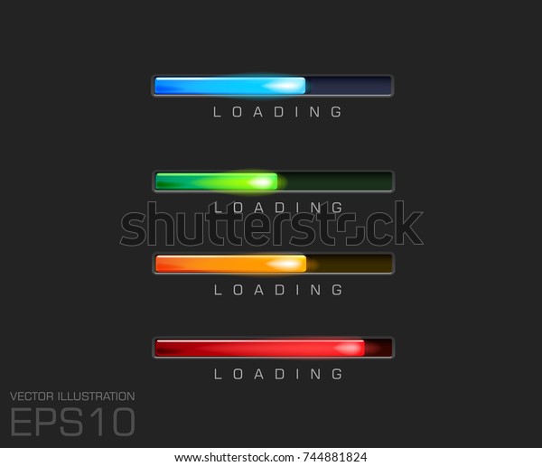 progress bar and loading different colors on\
black background vector\
file.\
