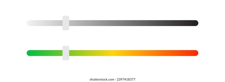 Progress bar. Loading indicator. Level from low to high. Measure tool. Rate scale. Vector illustration.