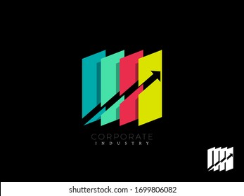 Progress Bar Logo Design Vector Illustration With Layers  For Corporate, Business, Trading, Stocks, Market Etc.