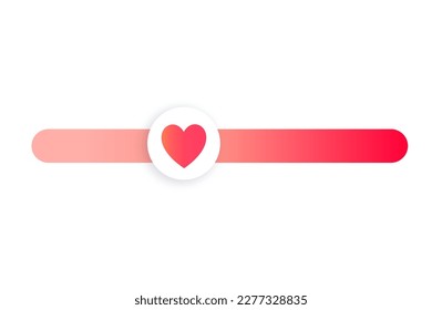Progress bar of love, relationship meter. Valentine day concept. Scale of partnership satisfaction. Passion measuring indicator. Heart symbol. Love UI element for web isolated flat vector illustration svg