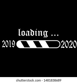 progress bar new year 2020 is coming vector on black background. White loading status bar.