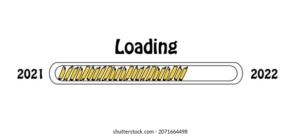 Progress bar new year 2022. Goal planning. Loading vector illustration for graphic design, website.