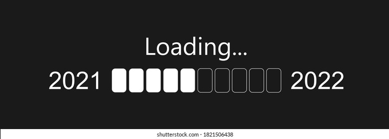 Progress bar showing loading of 2022 vector. From 2021 to 2022 year.