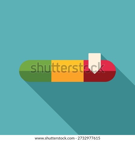 Progress bar showing a percentage level with a dropdown arrow on a colorful scale