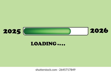 A progress bar shows the transition from 2025 to 2026, with the word "LOADING" beneath, symbolizing the anticipation and arrival of the new year.