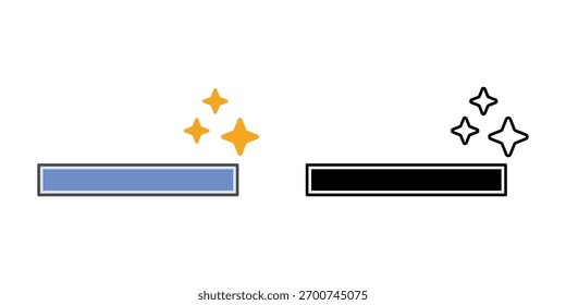 Progress bar spark icon showing a horizontal loading bar with a tiny sparkle at the end. Ideal for progress completion visuals, UI success states, and modern productivity concepts.