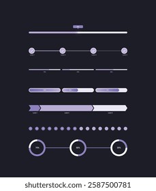 Progress bar UI design template set