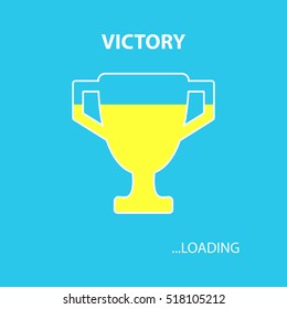 Progress bar, victory loading vector illustration on the blue background