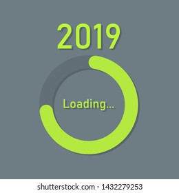 Progress bar year 2018 to 2019 loading vector illustration