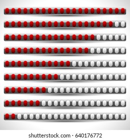 Progress bars, progress, level indicators. Preloader buffer shapes