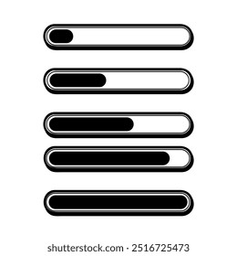 Progress bars, Loading bar icons. Set loading bar progress icon. Loading status on white background. Vector illustration.