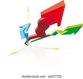Progress Business chart with arrows arrows going up