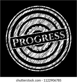 Progress chalk emblem written on a blackboard