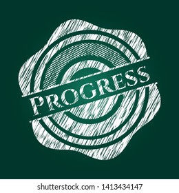 Progress chalk emblem written on a blackboard. Vector Illustration. Detailed.