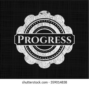 Progress-Chalkboard-Emblem auf schwarzem Brett