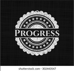 Progress chalkboard emblem written on a blackboard