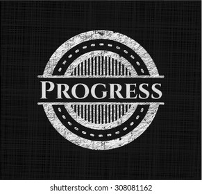 Progress chalkboard emblem written on a blackboard
