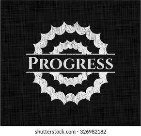Progress chalkboard emblem written on a blackboard