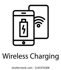 The progress of charging battery of mobile phone, inductive charging icon vector 