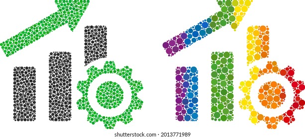 Progress Chart Settings Composition Icon Of Round Items In Variable Sizes And Rainbow Colored Color Tinges. A Dotted LGBT-colored Progress Chart Settings For Lesbians, Gays, Bisexuals,