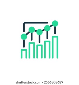 Progress Chart Two Tone Color Icon. linear style sign for mobile concept and web design. Outline vector icon.