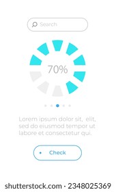 Progress circle chart UI element template. Editable isolated vector dashboard component. Flat user interface. Visual data presentation. Web design widget for mobile application with light theme