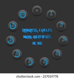 Progress circles bar with increments of 10% - blue edition