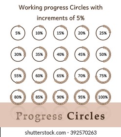 Progress circles with increments of 5% for business and private use