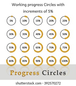 Progress circles with increments of 5% for business and private use