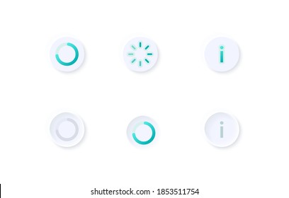 Progress circles UI elements kit. Info mark. Waiting status isolated vector icon, bar and dashboard template. Web design widget collection for mobile application with light theme interface