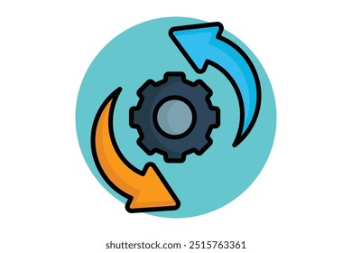 Ícone de contorno colorido de progresso. engrenagem com seta. ícone relacionado a SWOT. elementos de negócios ilustração de vetor