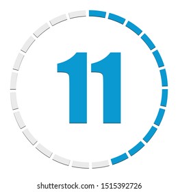 Progress, completion, step indicator. Segmented circle as duration, sequence, steps infographics element. Circular chart, graph. Diagram from 1-24 sections.