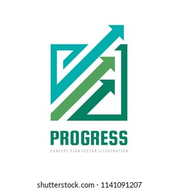 Progress - Concept Business Logo Template Vector Illustration. Abstract Arrows System Creative Sign. Economic Finance Exhange Symbol. Progress Strategy Development Icon. Graphic Design Elements. 