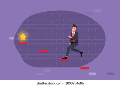 En progreso con un empresario que se enfrenta a objetivos.