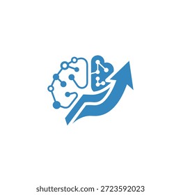 Fortschrittskonzept mit künstlichen Gehirnschaltungen und einer aggressiven Vektorgrafik-Beschleunigungssymbolvorlage nach oben.