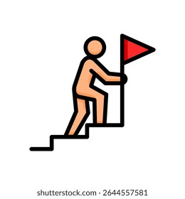 Progress and Consistently Icon Filled Line Style Leadership Symbol Vector Illustration