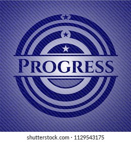 Progress emblem with denim high quality background